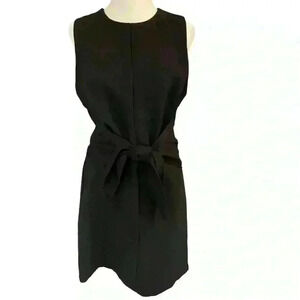 Do+Be Sleeveless Black Dress Scoop Neck. Large Waist Tie. Size M. LBD Career